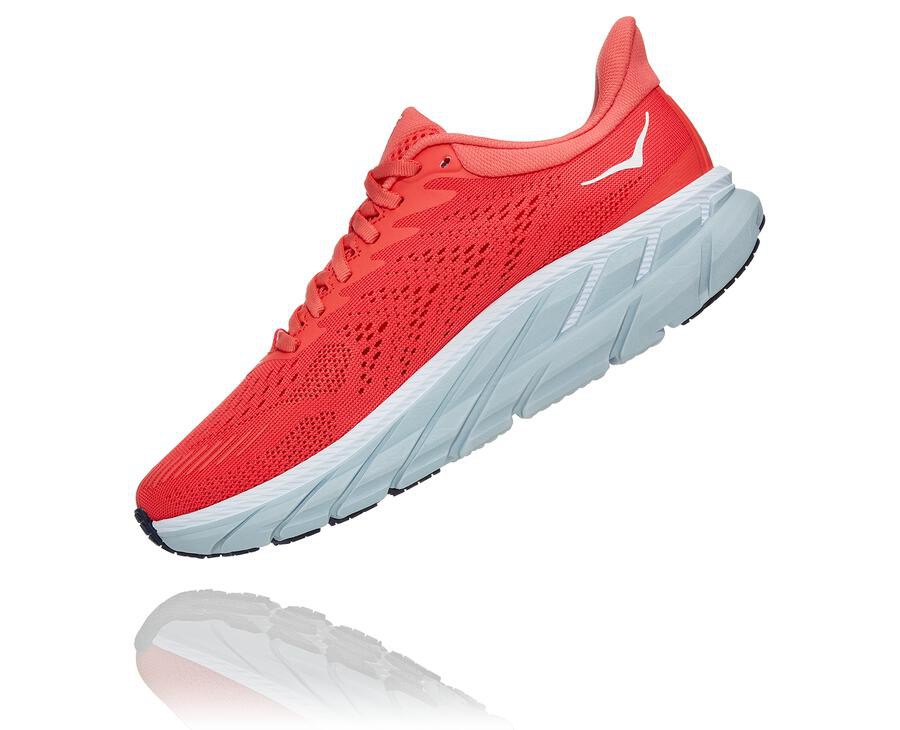 Tenis Hoka One One Feminino Vermelhas/Branco - Clifton 7 - 345-JFKCNL